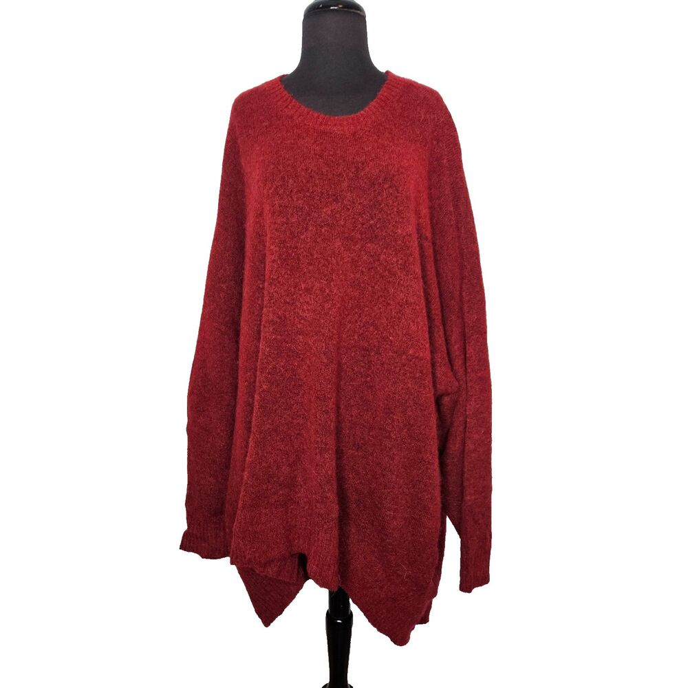 UNIVERSAL STANDARD Melissa High Low Sweater XL 26-28 Red Alpaca Mohair Oversized